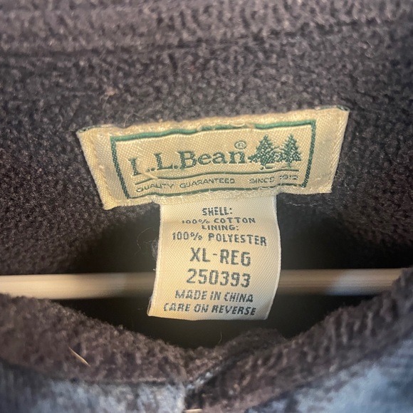 L.L. Bean Fleece-Lined Flannel Shirt Jacket | Blue Plaid XL - Picture 3 of 4